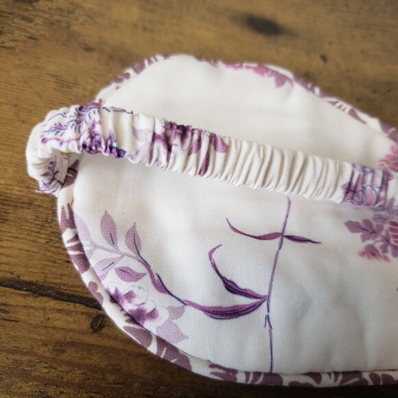 Beautiful Natural Botanical pink cream white purple print reversible sleep mask - Picture 5 of 10